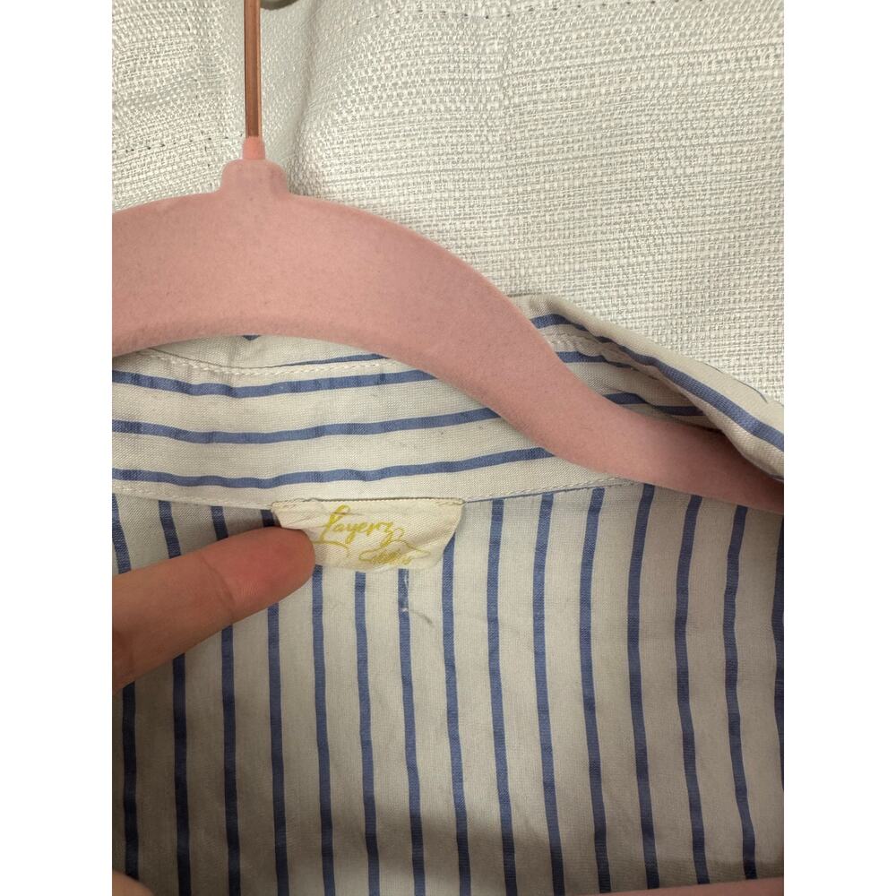 Layerz Embroidered Floral Stripe Shirt Dress Cottagecore Boho Oversized - Picture 6 of 7